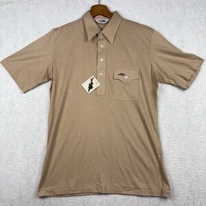 Vintage Sears 1970/80s Braggin Dragon Polo Shirt Size Medium Tan Cotton/Poly NWT